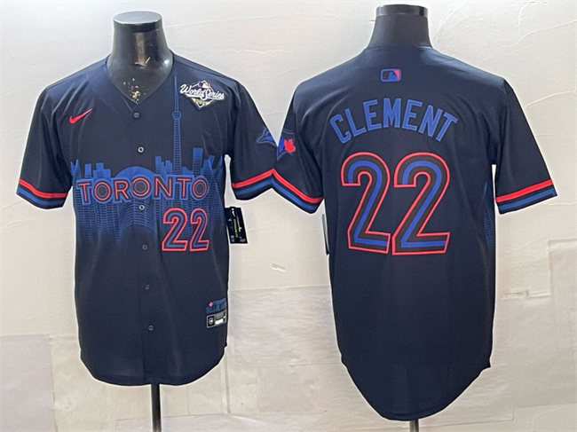 Men's Navy Toronto Blue Jays #22 Ernie Clement 2025 World Series City Connect Limited Stitched Baseball Jersey